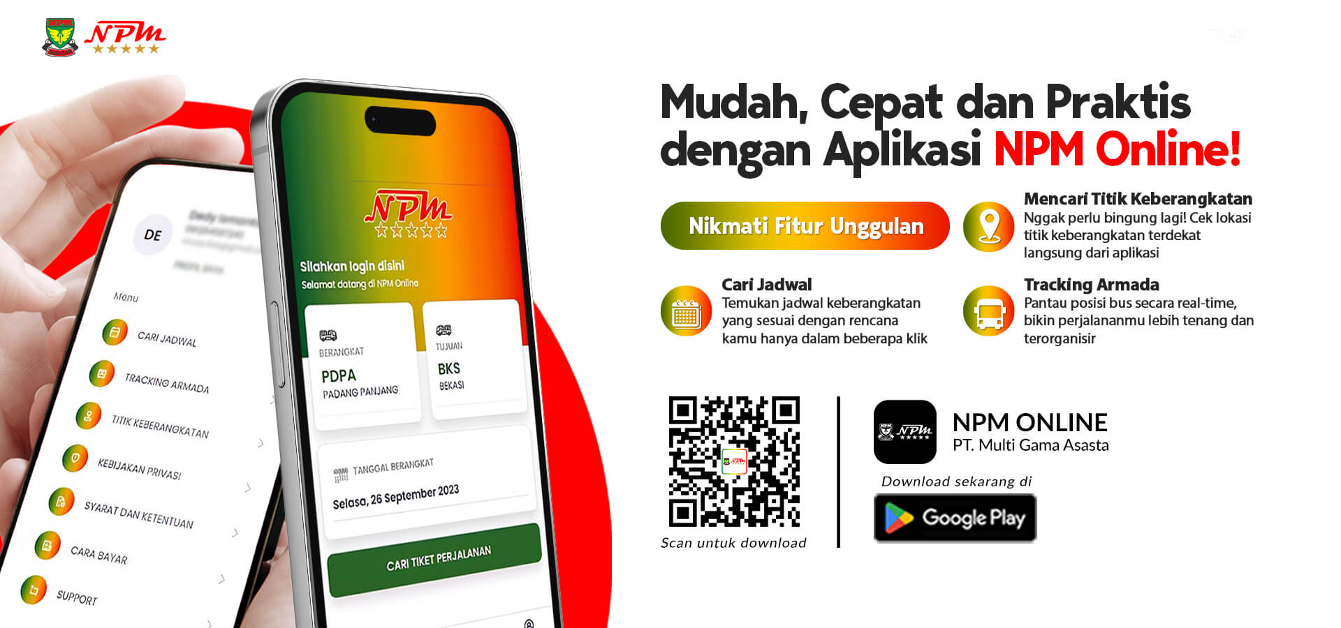 pemesanan tiket bus npm